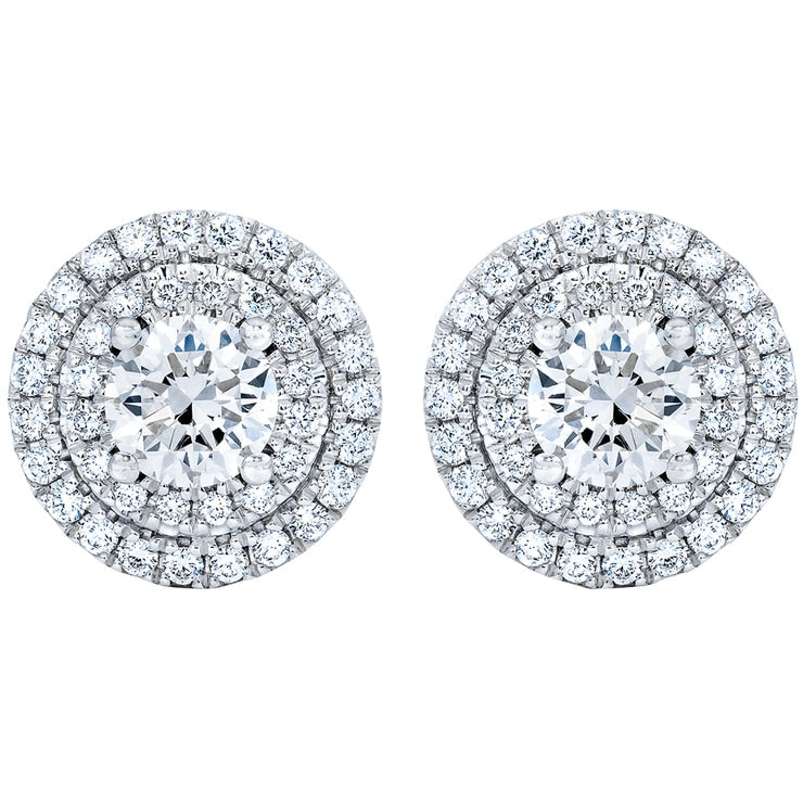 18KT White Gold 1.12ctw Round Brilliant Cut Diamond Earrings