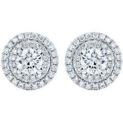 18KT White Gold 1.12ctw Round Brilliant Cut Diamond Earrings