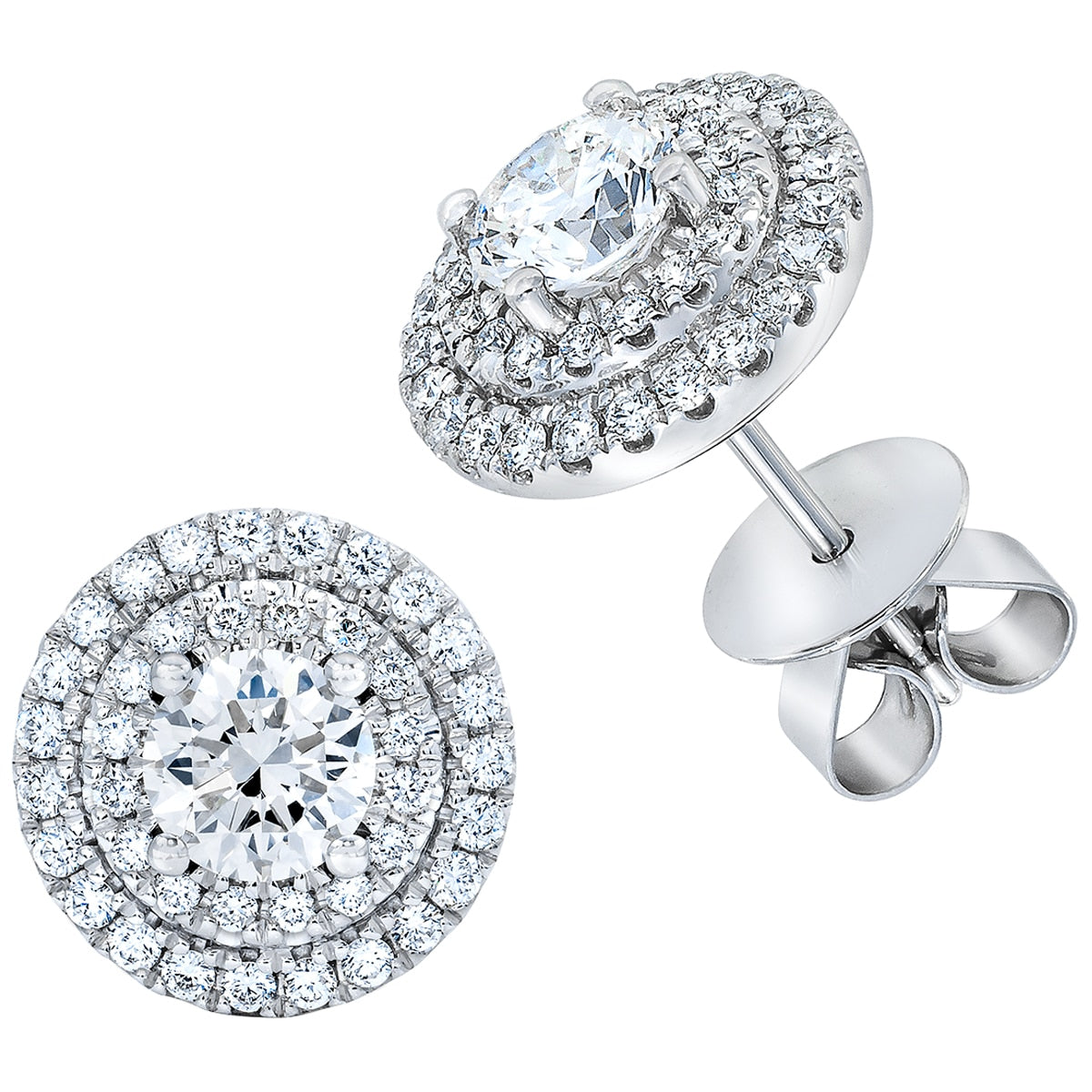 18KT White Gold 1.12ctw Round Brilliant Cut Diamond Earrings
