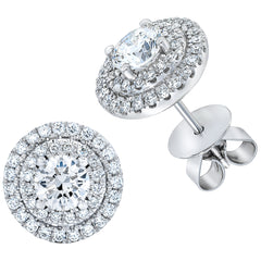 18KT White Gold 1.12ctw Round Brilliant Cut Diamond Earrings