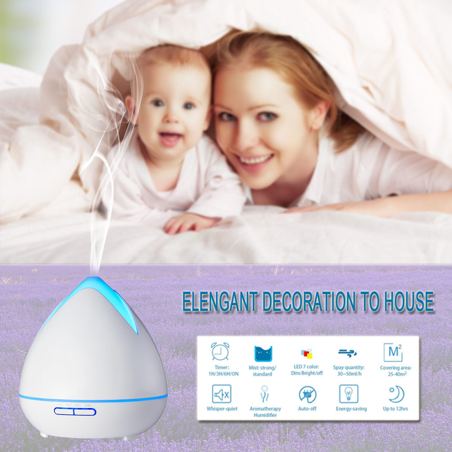 PureSpa Ultrasonic Diffuser  - White