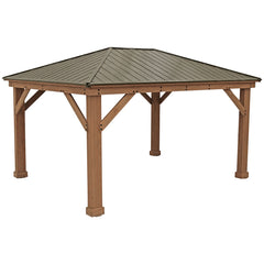 Yardistry 3.7 x 4.9M Wood Gazebo With Aluminium Roof