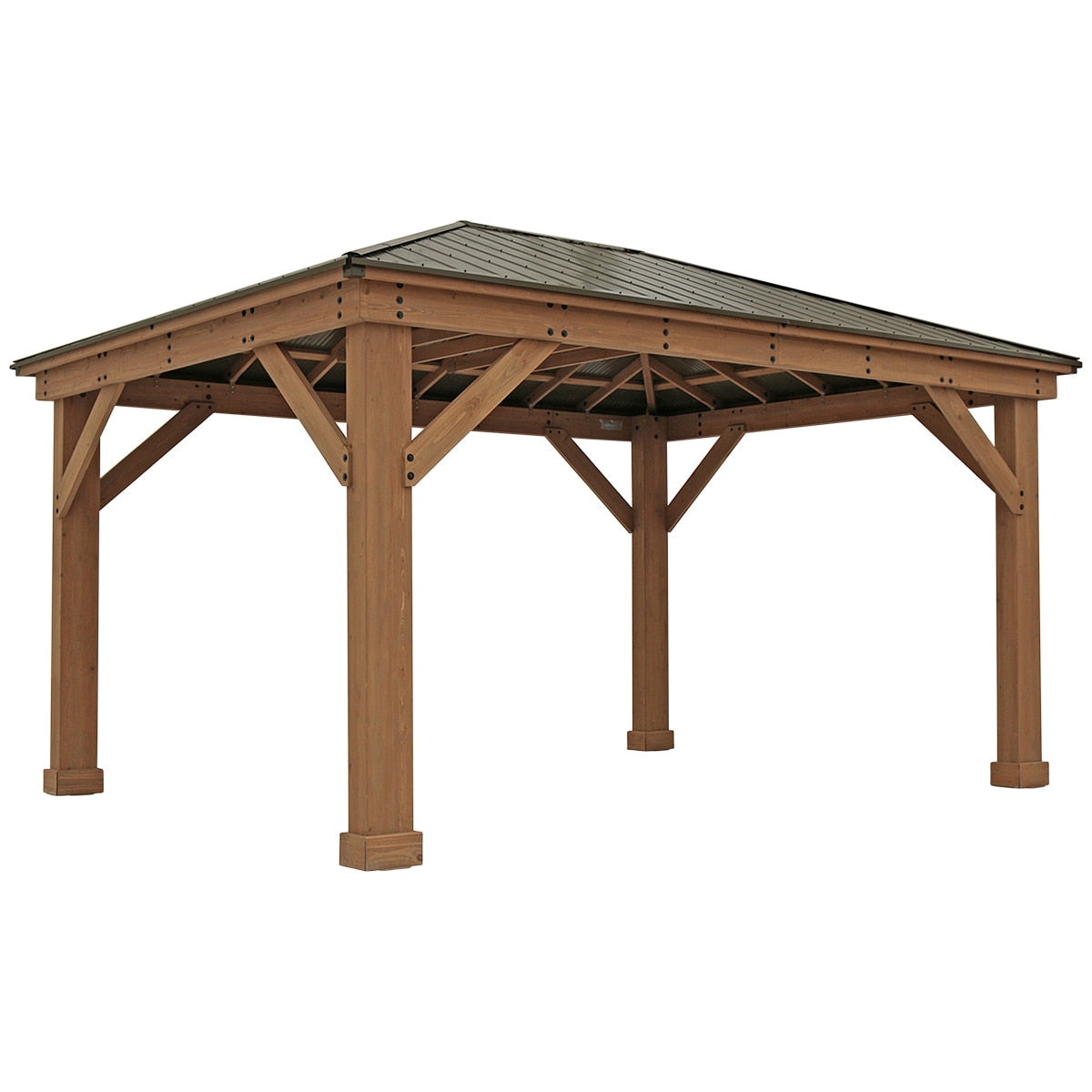 Yardistry 3.7 x 4.9M Wood Gazebo With Aluminium Roof