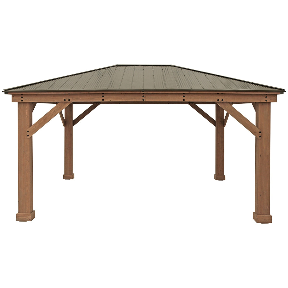 Yardistry 3.7 x 4.9M Wood Gazebo With Aluminium Roof