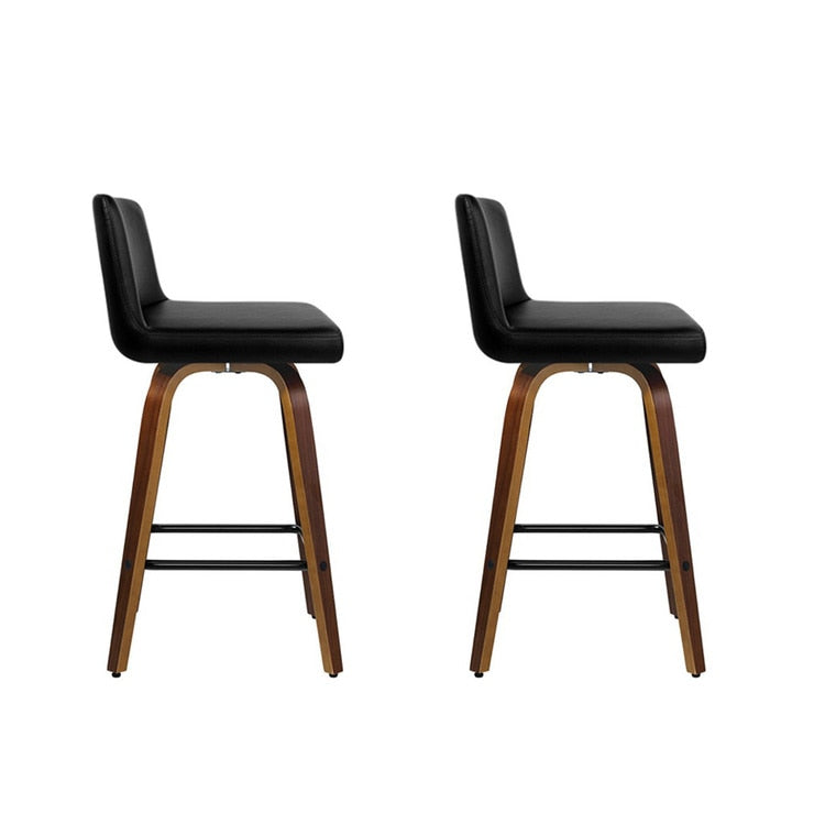 Artiss Black/Walnut Felipe Barstool 2 Pack