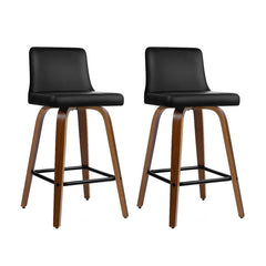 Artiss Black/Walnut Felipe Barstool 2 Pack