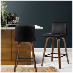 Artiss Black/Walnut Felipe Barstool 2 Pack