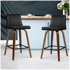 Artiss Black/Walnut Felipe Barstool 2 Pack