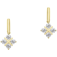 18KT Yellow Gold 0.60ctw Round Brilliant Cut Diamond Quatrefoil Cross Earrings