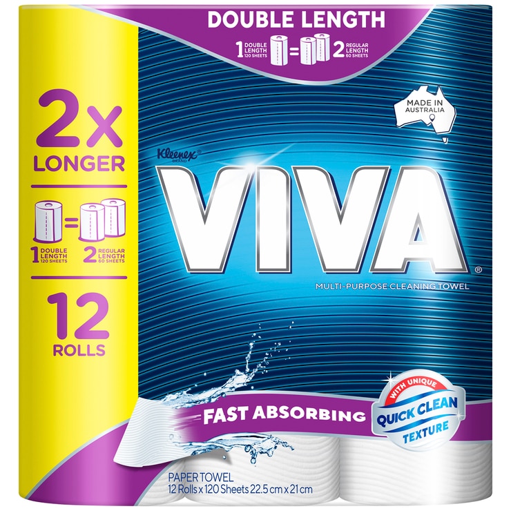 Viva Double Length Cleaning Paper Towels 12 x 120 Sheets