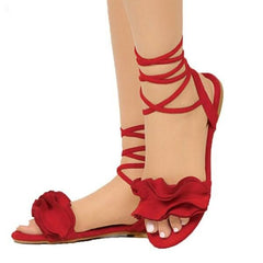 Big Size Women Casual Suede Strappy Solid Color Flat Sandals