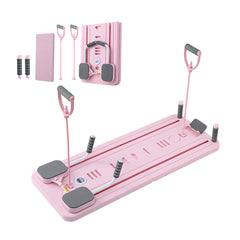 Everfit Pilates Board Foldable Reformer Multi Functional Exercise Trainer Pink