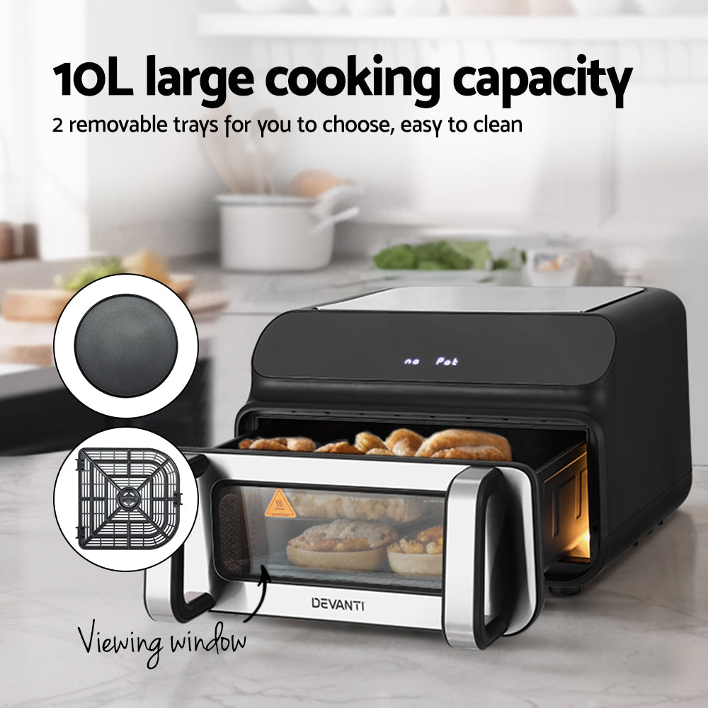 Devanti Air Fryer 10L LCD Kitchen Oven-ACT