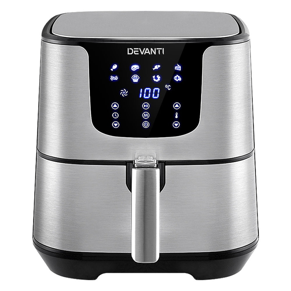 Devanti Air Fryer 7L LCD Fryers Stainless Steel