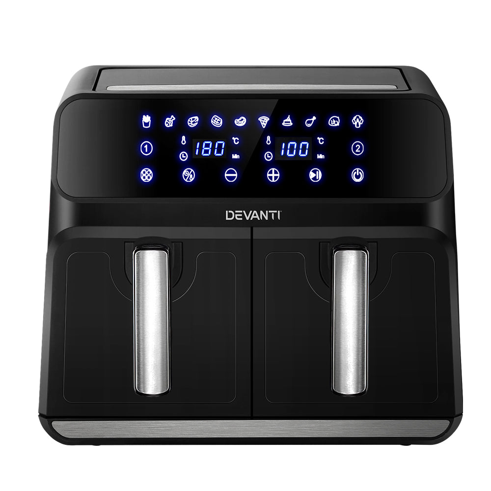 Devanti Air Fryer 8L Dual Zone Fryers-ACT