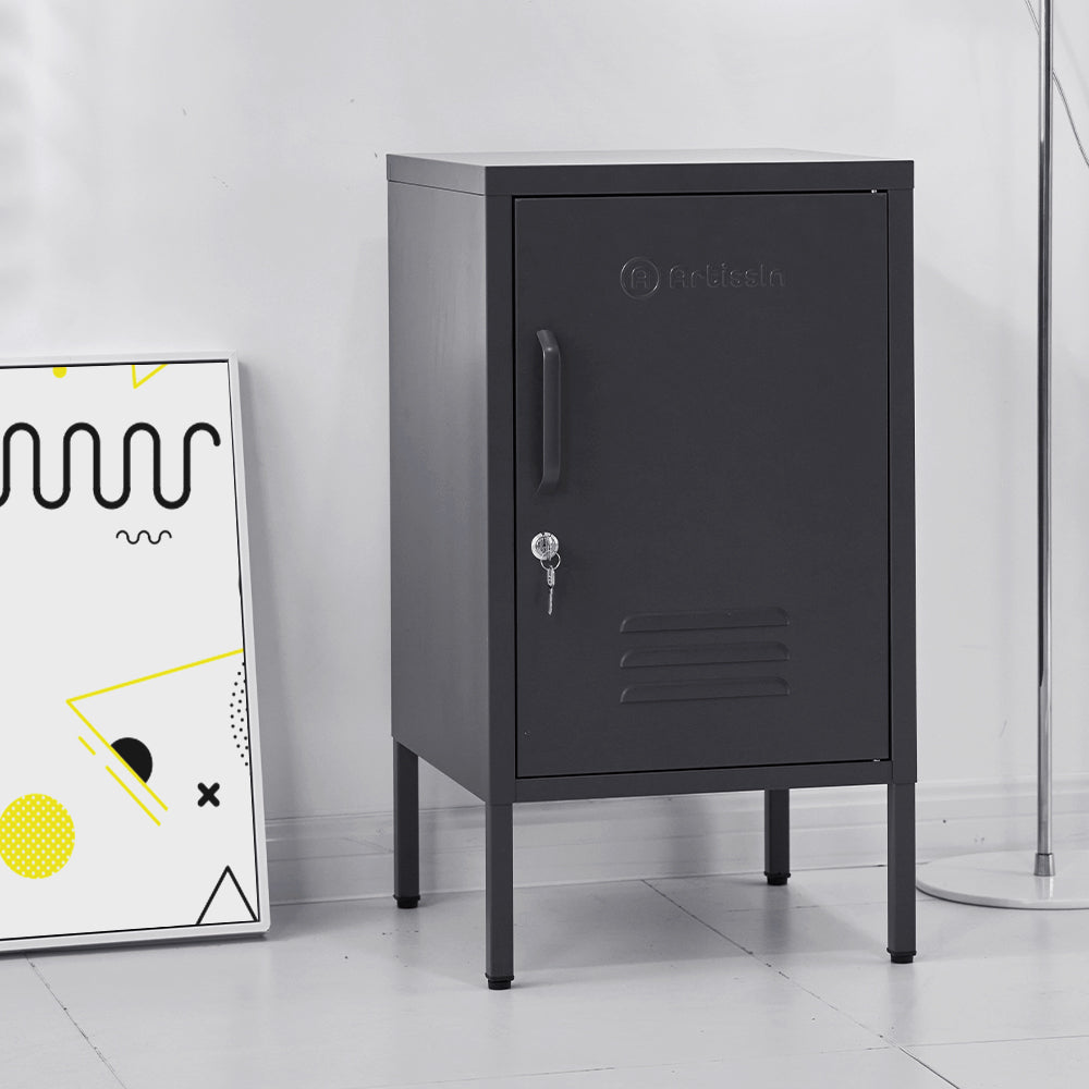 Artiss Bedside Table Metal Cabinet - Black