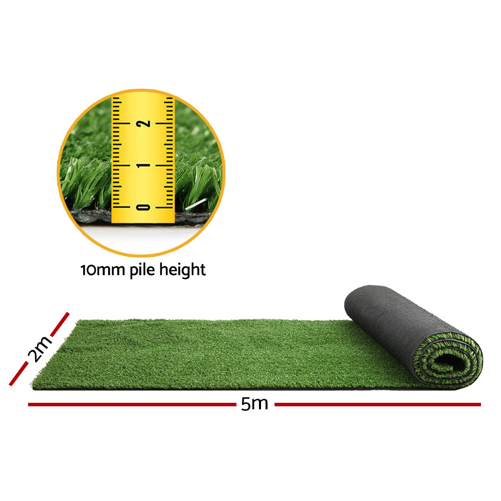 Primeturf Artificial Grass 2mx5m 10mm Synthetic Fake Lawn Turf Plant Plastic Olive-ACT