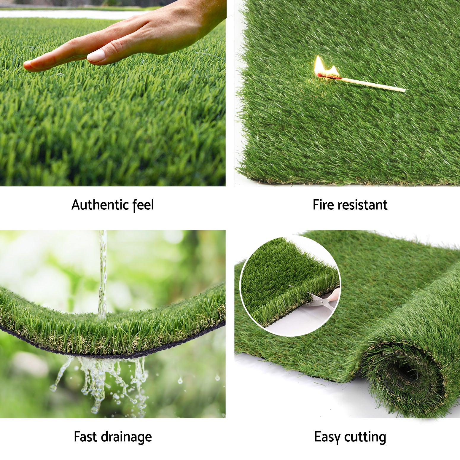 Primeturf Artificial Grass 30mm 2mx5m 20SQM Synthetic Fake Lawn Turf Plastic Plant 4-coloured-ACT