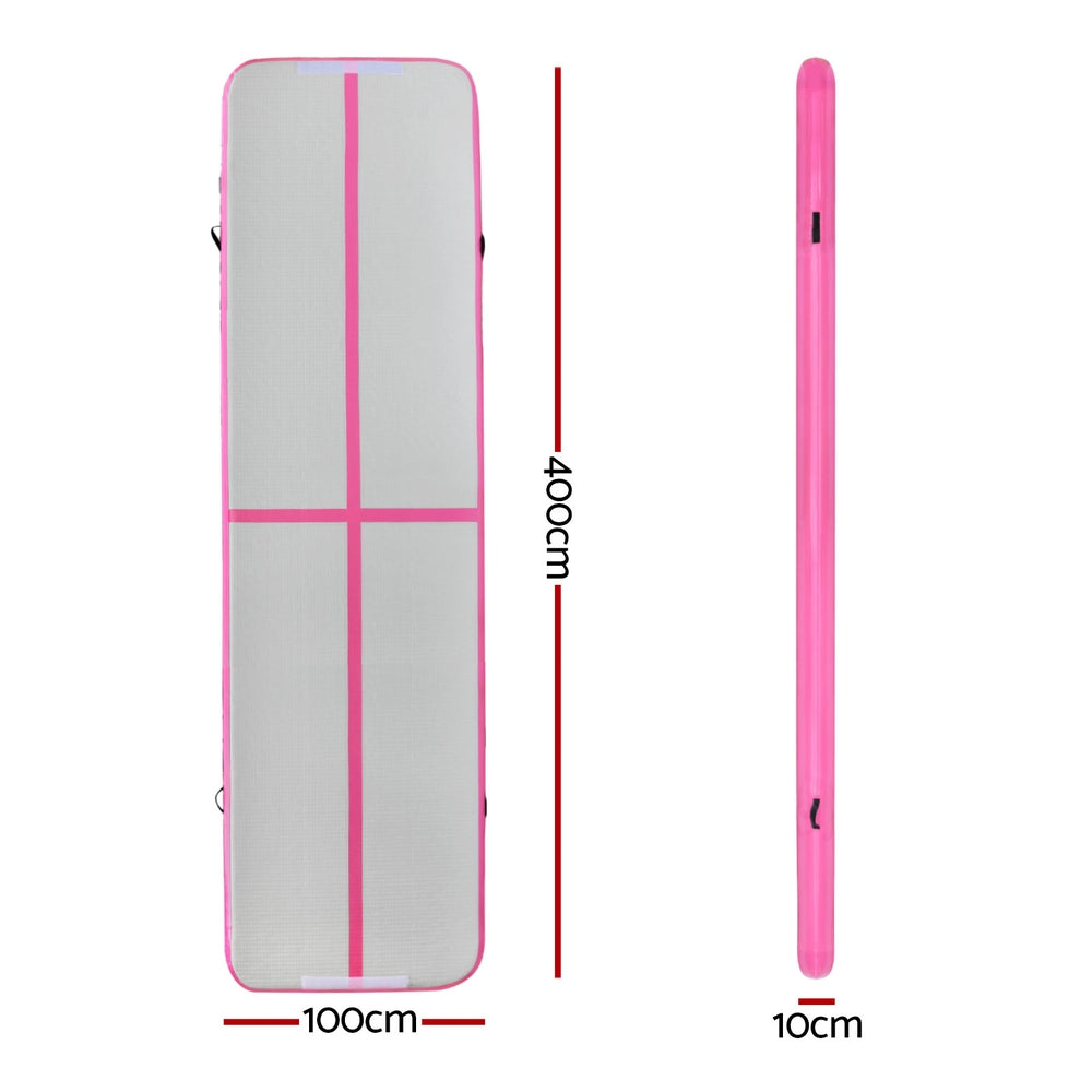 Everfit 4M Air Track Gymnastics Tumbling Exercise Cheerleading Mat Inflatable Pink