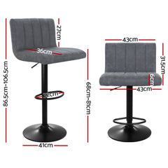 Artiss 4x Bar Stools Vintage Leather Gas Lift Grey-SA_Metro