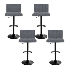 Artiss 4x Bar Stools Vintage Leather Gas Lift Grey-REMOTE