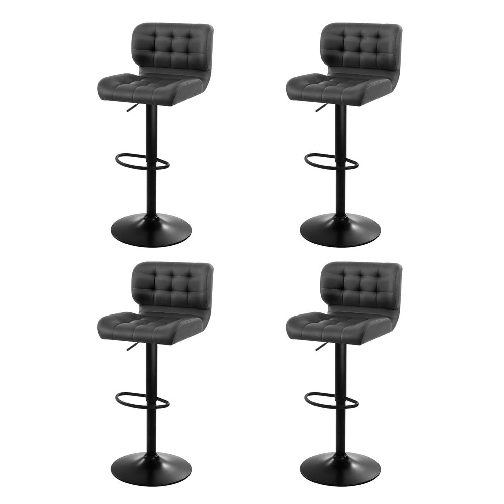 Artiss 4x Bar Stools Gas Lift Leather Padded Grey-ACT