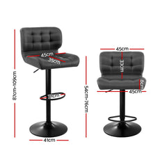 Artiss 4x Bar Stools Gas Lift Leather Padded Grey-SA_Metro