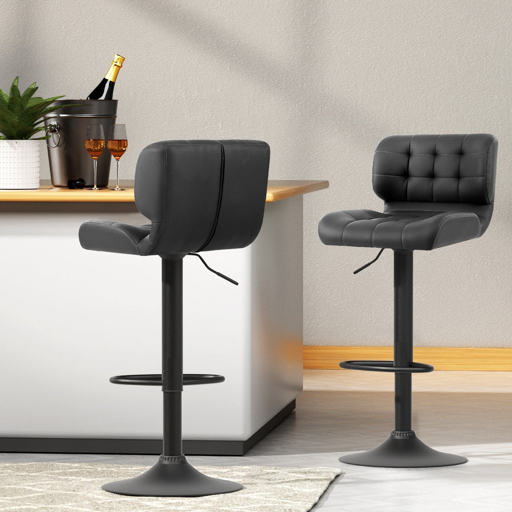 Artiss 4x Bar Stools Gas Lift Leather Padded Grey-ACT