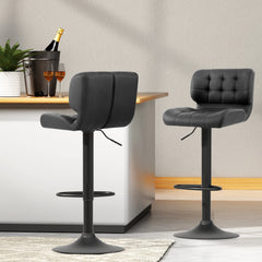 Artiss 4x Bar Stools Gas Lift Leather Padded Grey-VIC_Metro