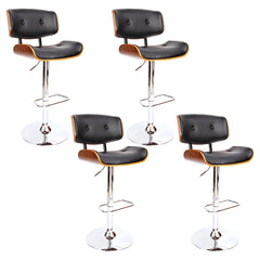 Artiss 4x Bar Stools Gas Lift Leather Black-SA_Rural