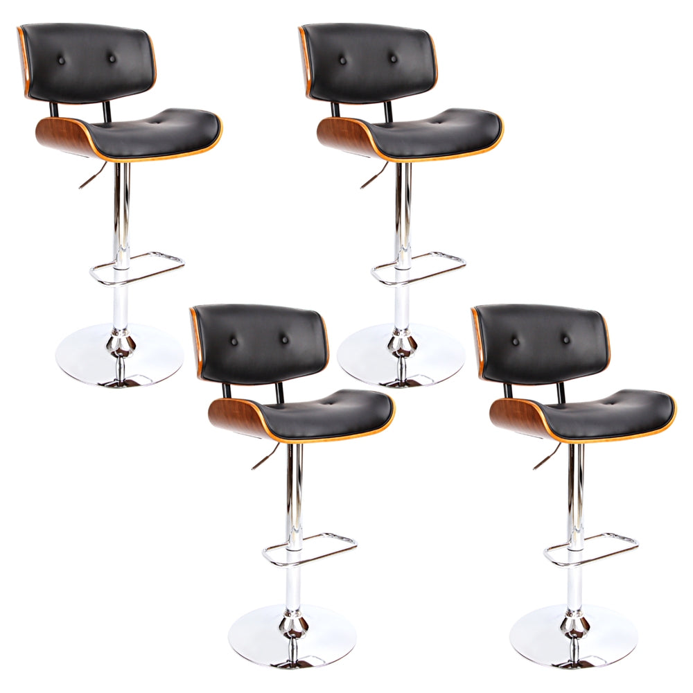 Artiss 4x Bar Stools Gas Lift Leather Black-TAS_Metro