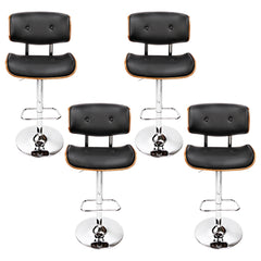 Artiss 4x Bar Stools Gas Lift Leather Black-VIC_Metro