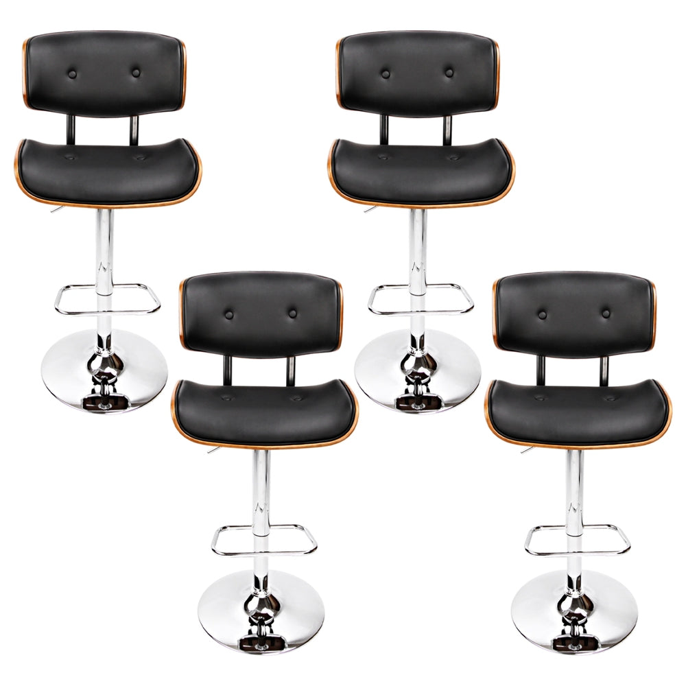 Artiss 4x Bar Stools Gas Lift Leather Black-NSW_Metro