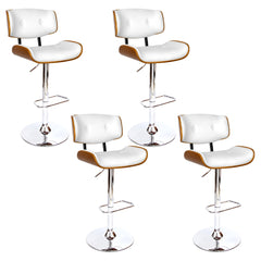 Artiss 4x Bar Stools Gas Lift Leather White-ACT