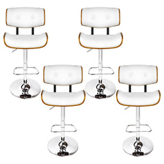 Artiss 4x Bar Stools Gas Lift Leather White-ACT