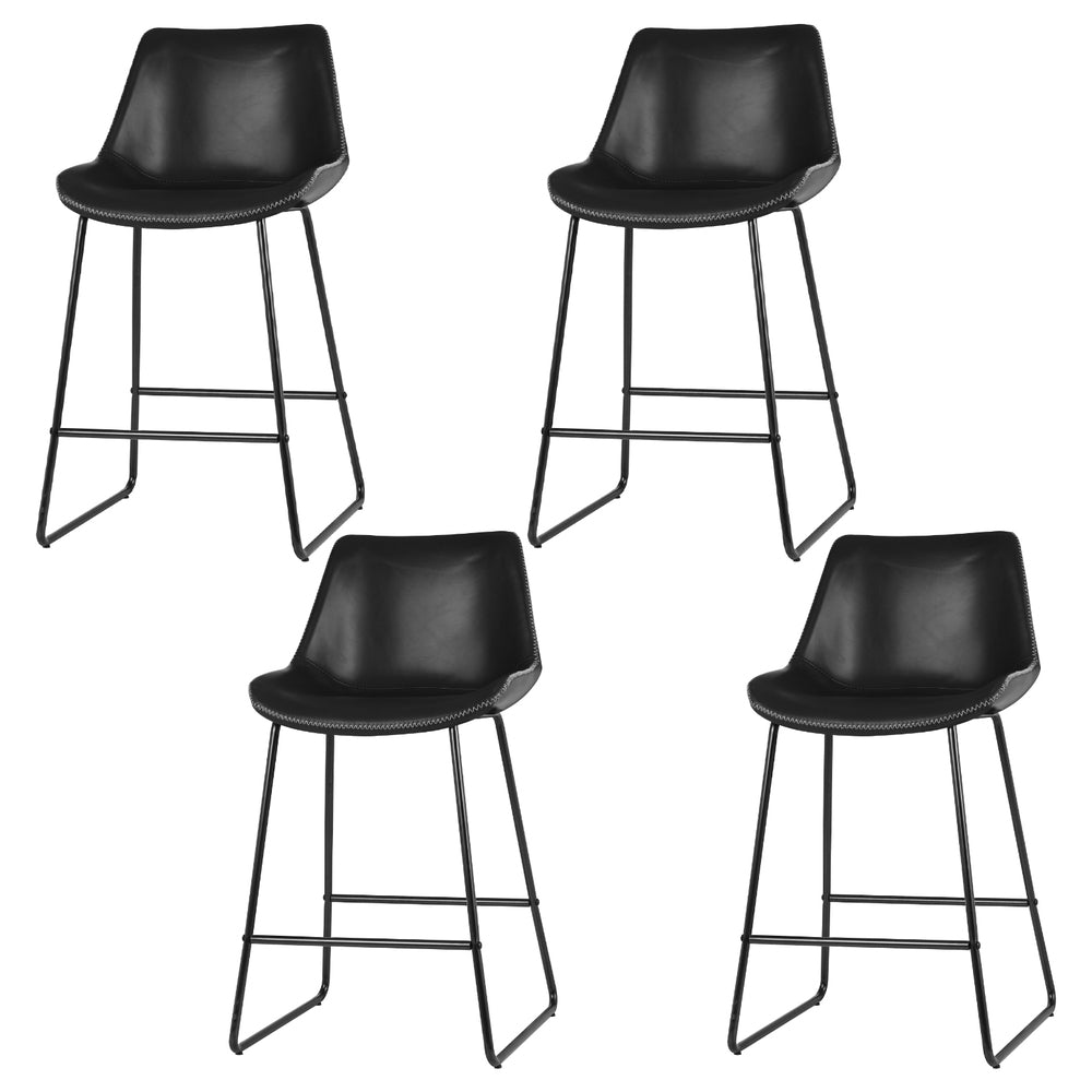 Artiss 4x Bar Stools Leather Padded Metal Legs Black-ACT