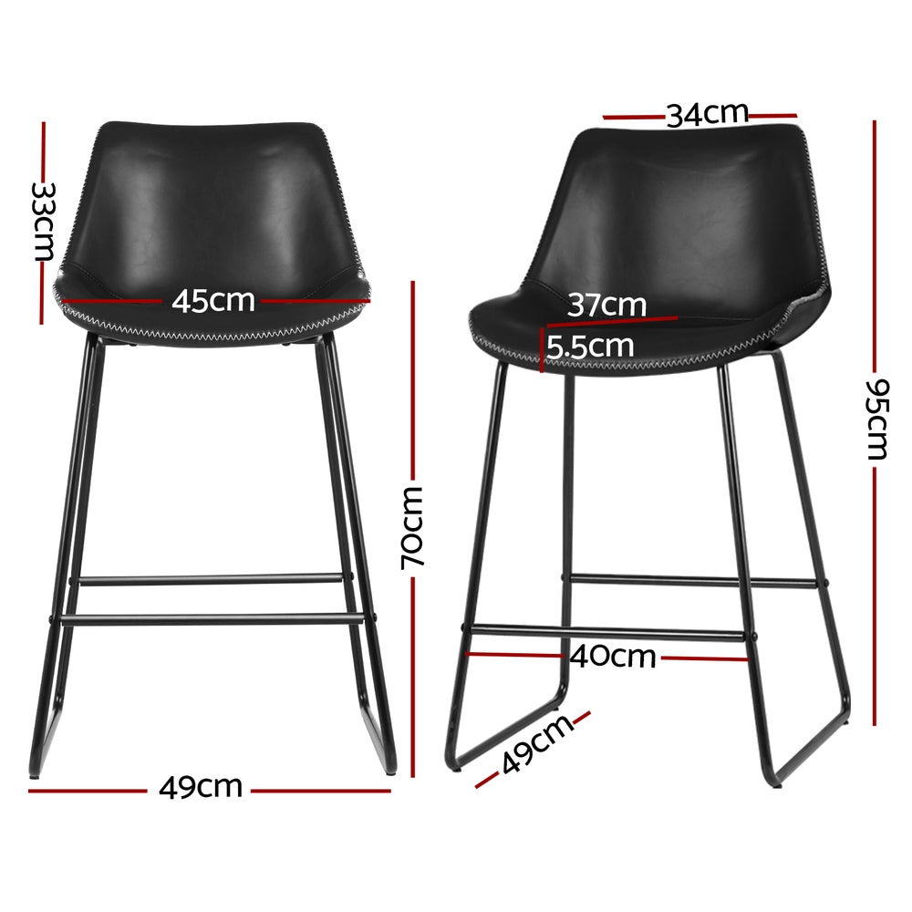 Artiss 4x Bar Stools Leather Padded Metal Legs Black-NSW_Rural