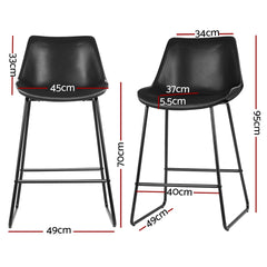 Artiss 4x Bar Stools Leather Padded Metal Legs Black-SA_Rural