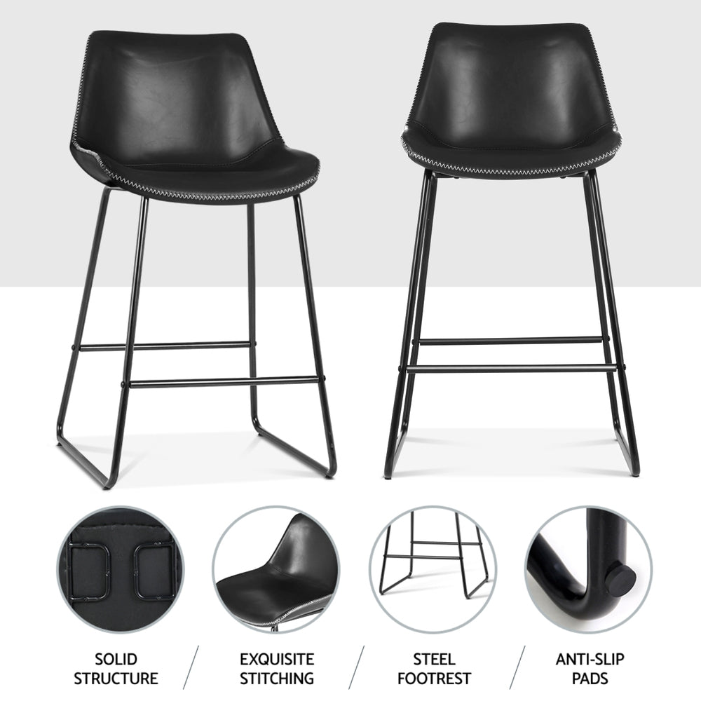 Artiss 4x Bar Stools Leather Padded Metal Legs Black-ACT