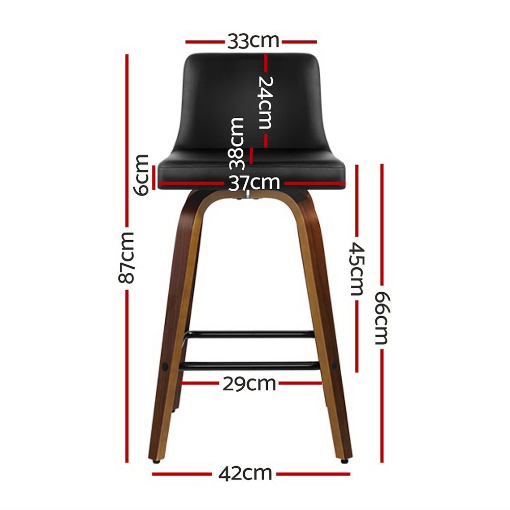 Artiss 4x Bar Stools Swivel Leather Padded Wooden-WA_Metro