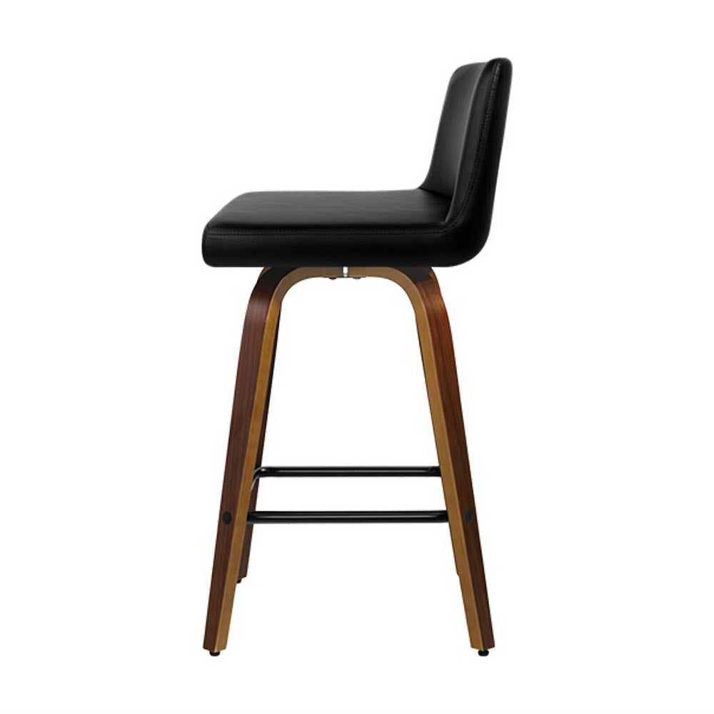 Artiss 4x Bar Stools Swivel Leather Padded Wooden-ACT