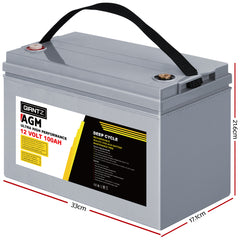 Giantz AGM Deep Cycle Battery 12V 100Ah Box Portable Solar Caravan Camping-QLD_Rural