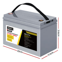 Giantz AGM Deep Cycle Battery 12V 100Ah x2 Box Portable Solar Caravan Camping-SA_Rural