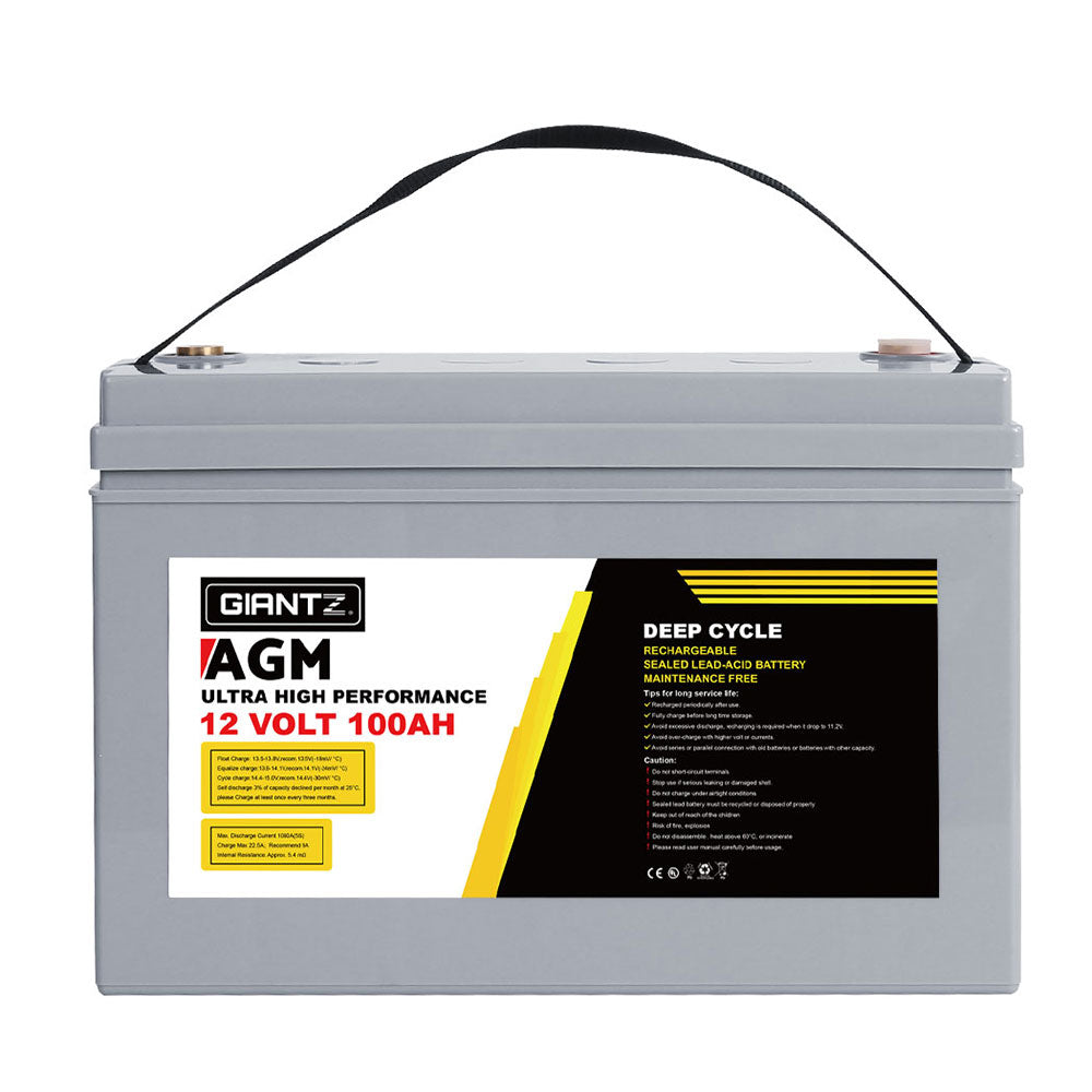 Giantz AGM Deep Cycle Battery 12V 100Ah x2 Box Portable Solar Caravan Camping-NSW_Rural