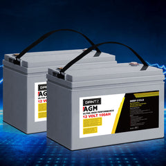 Giantz AGM Deep Cycle Battery 12V 100Ah x2 Box Portable Solar Caravan Camping-WA_Metro