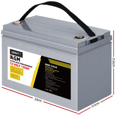 Giantz AGM Deep Cycle Battery 12V 120Ah Box Portable Solar Caravan Camping-NSW_Rural