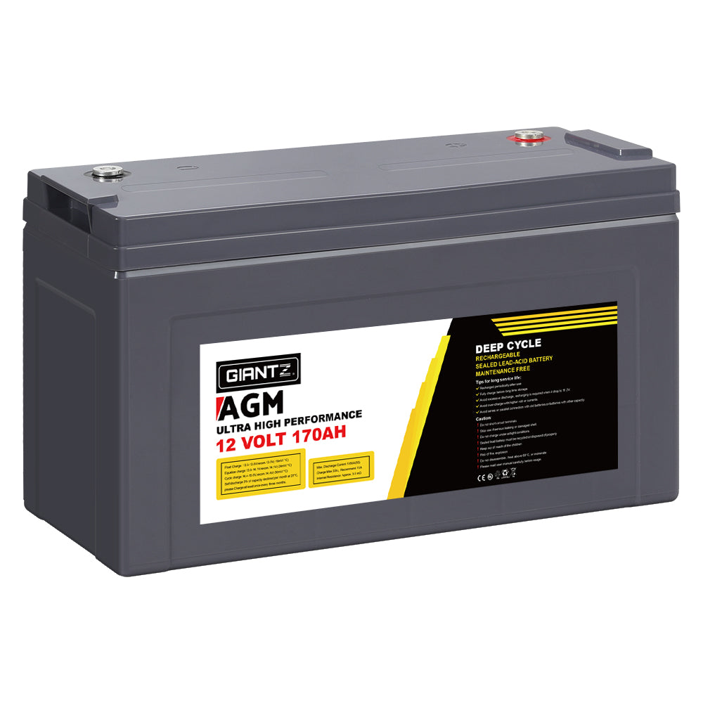 Giantz AGM Deep Cycle Battery 12V 170Ah Box Portable Solar Caravan Camping-SA_Metro