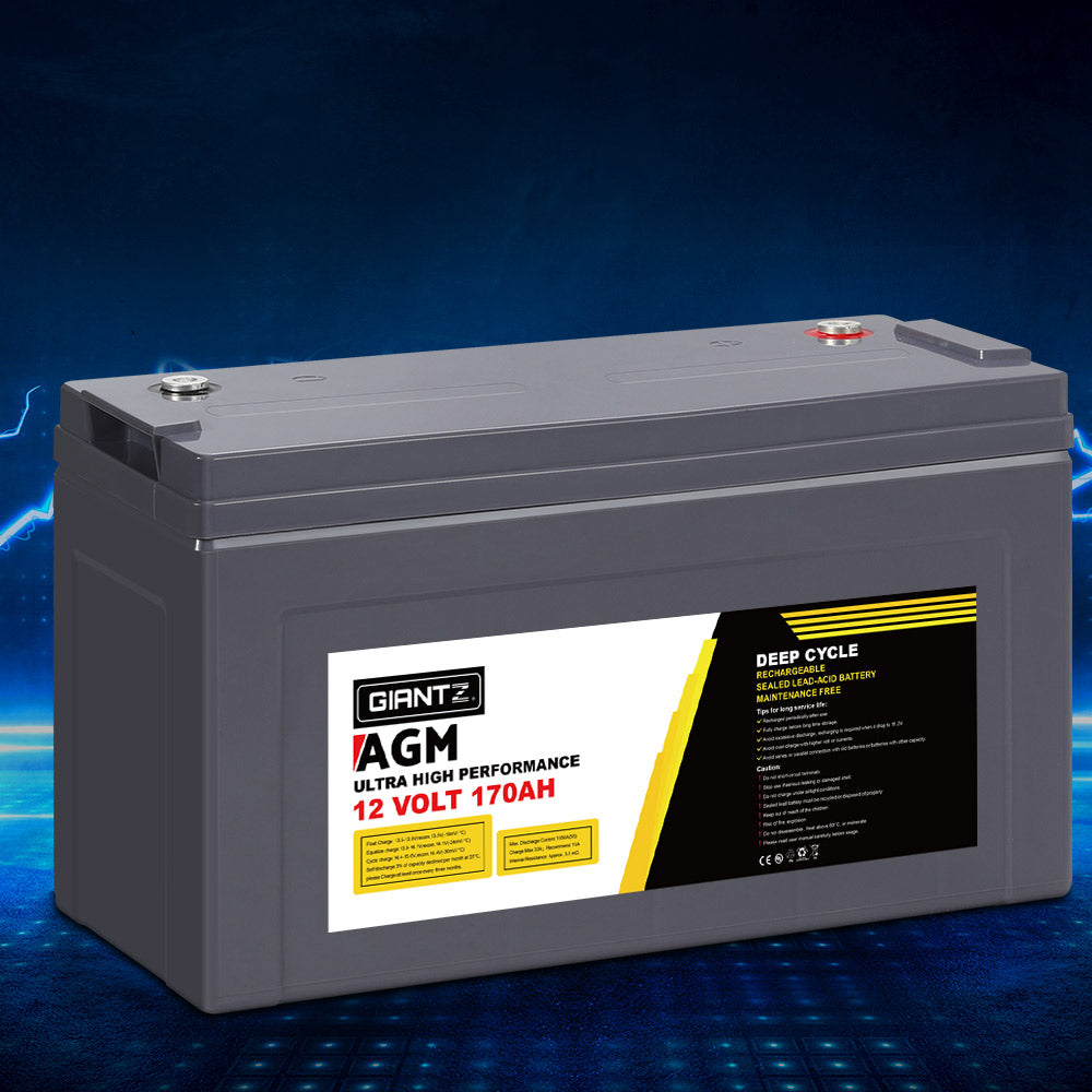 Giantz AGM Deep Cycle Battery 12V 170Ah Box Portable Solar Caravan Camping-NSW_Rural