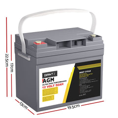 Giantz AGM Deep Cycle Battery 12V 50Ah x2 Box Portable Solar Caravan Camping-TAS_Rural