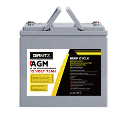 Giantz AGM Deep Cycle Battery 12V 75Ah x2 Box Portable Solar Caravan Camping-SA_Metro